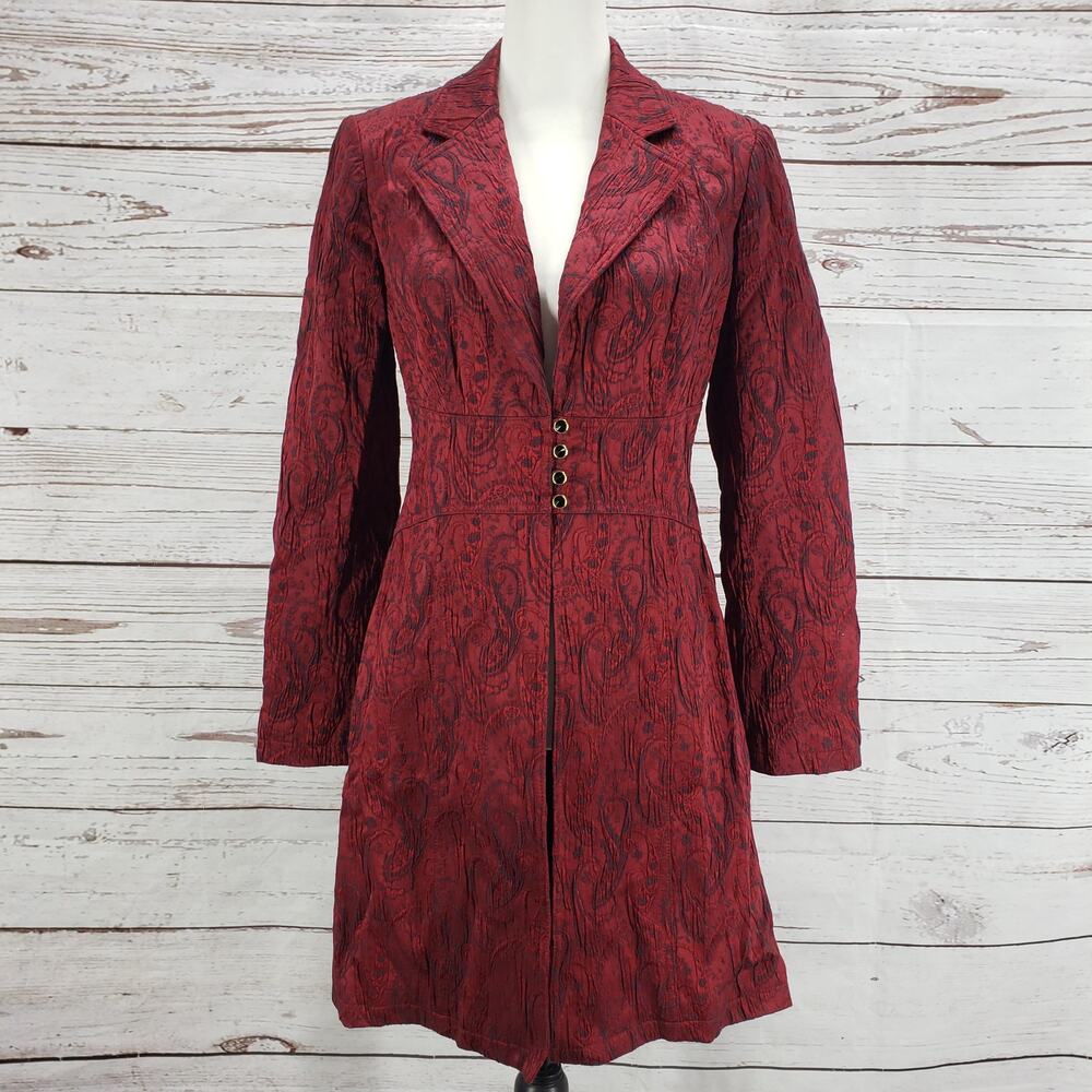 Bisou Bisou by Michelle Bohbot Red Elelegant Textured Blazer Jacket Size 6